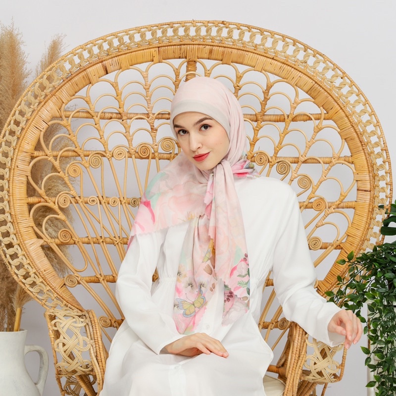 The Aurora Butterfly Scarf - Soft Pink & Soft Brown