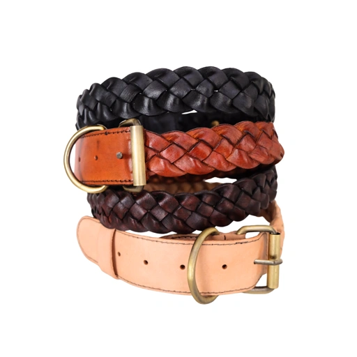 Image of Genuine Leather Braided Dog Collar