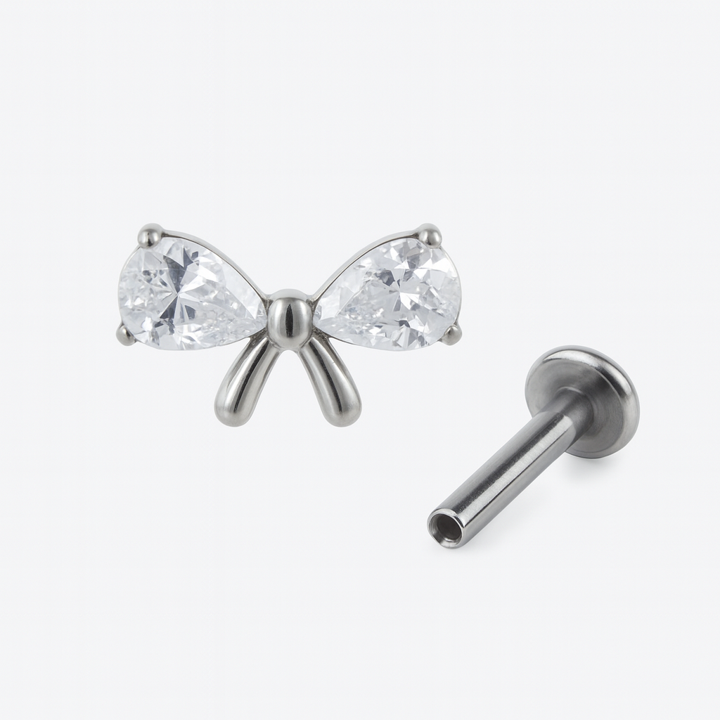 Crystal Bow - Titanium Flatback