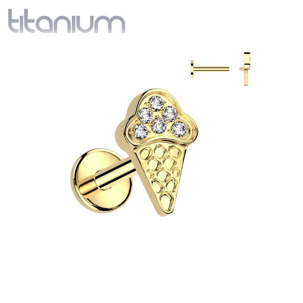 Ice Cream Cone - Titanium Flatback