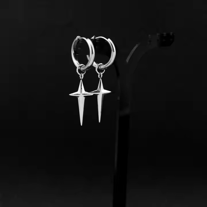 Cross Star Dangle Pendent Earrings Hoop