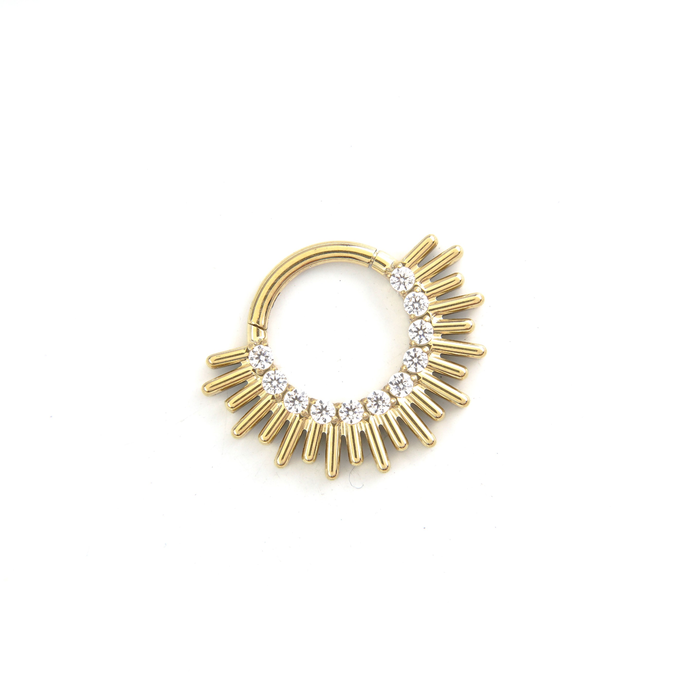 Sunburst Diamond Hoops - Titanium
