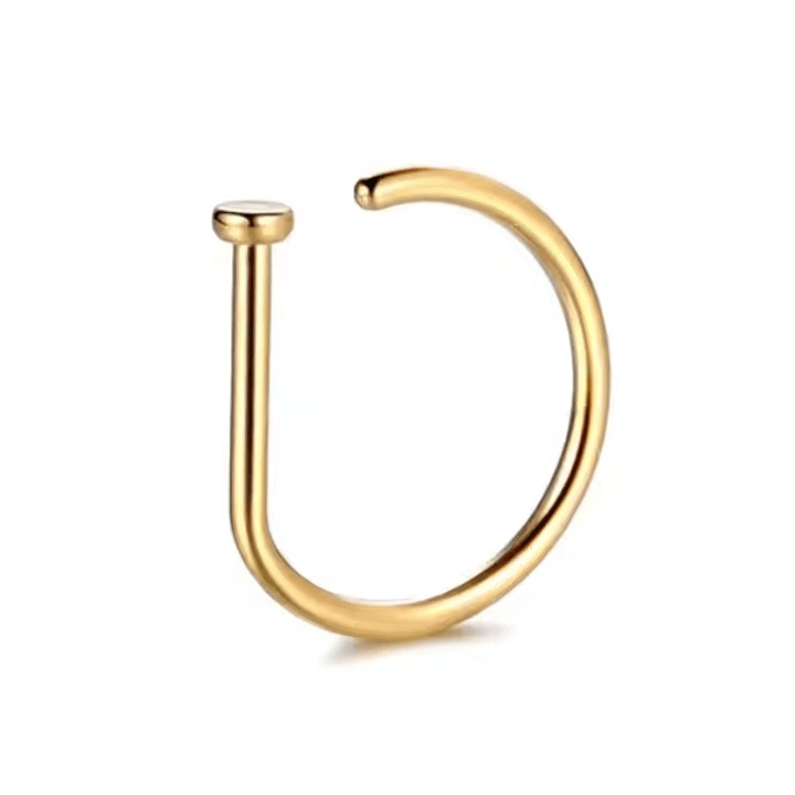 D-shape Nostril Hoop Ring - Titanium