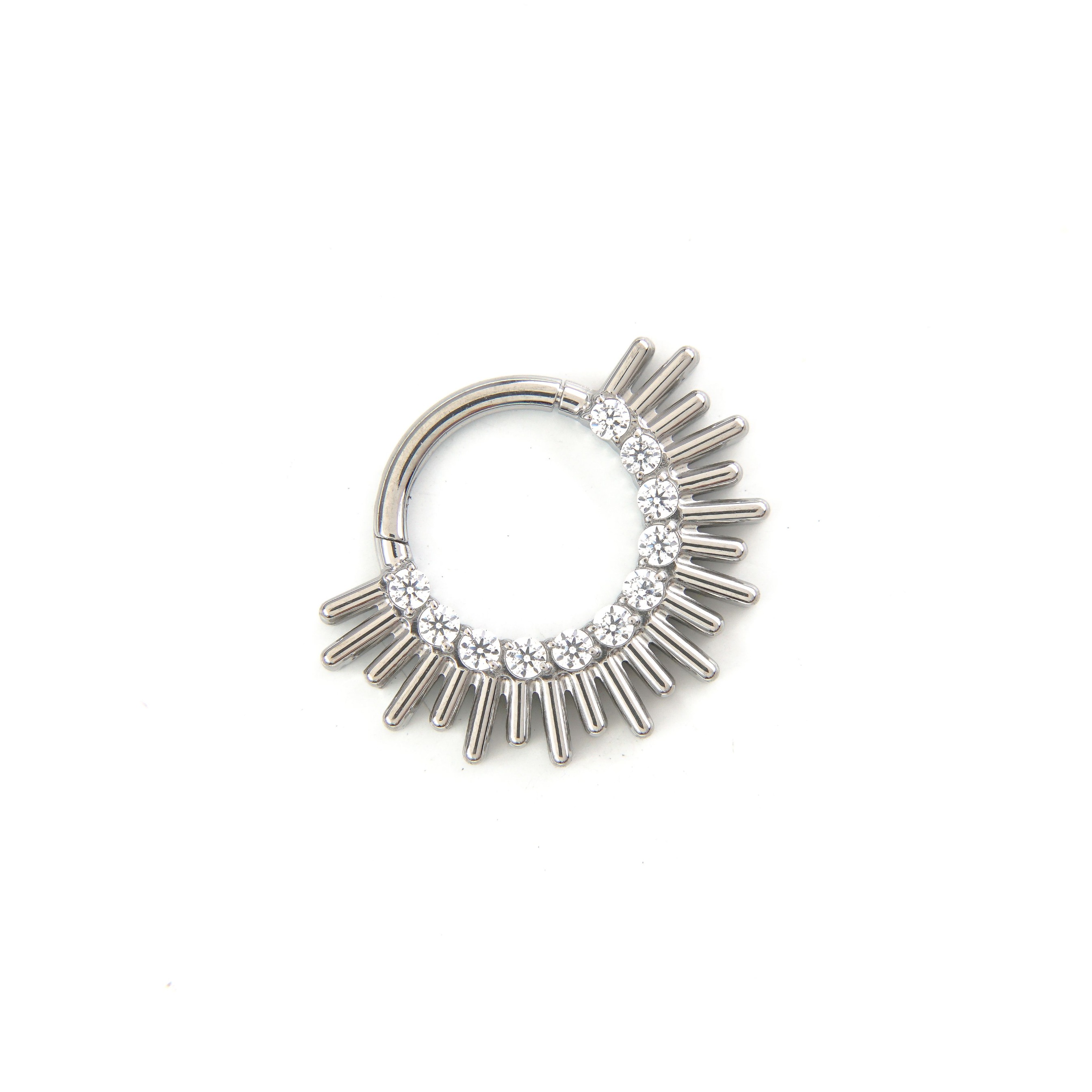 Sunburst Diamond Hoops - Titanium