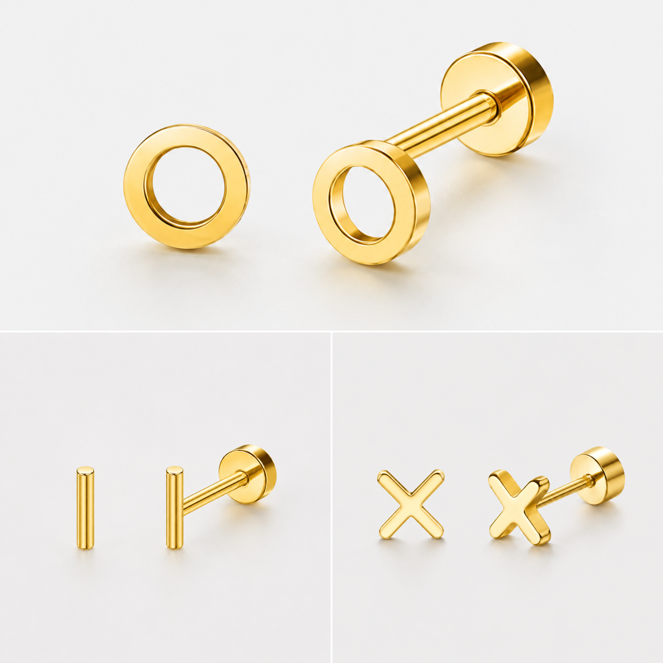 Minimal Collection (X / Bar / Circle) - Titanium