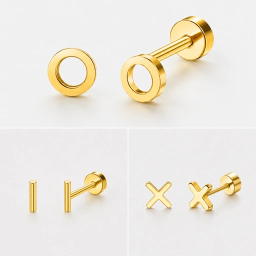 Minimal Collection (X / Bar / Circle) - Titanium