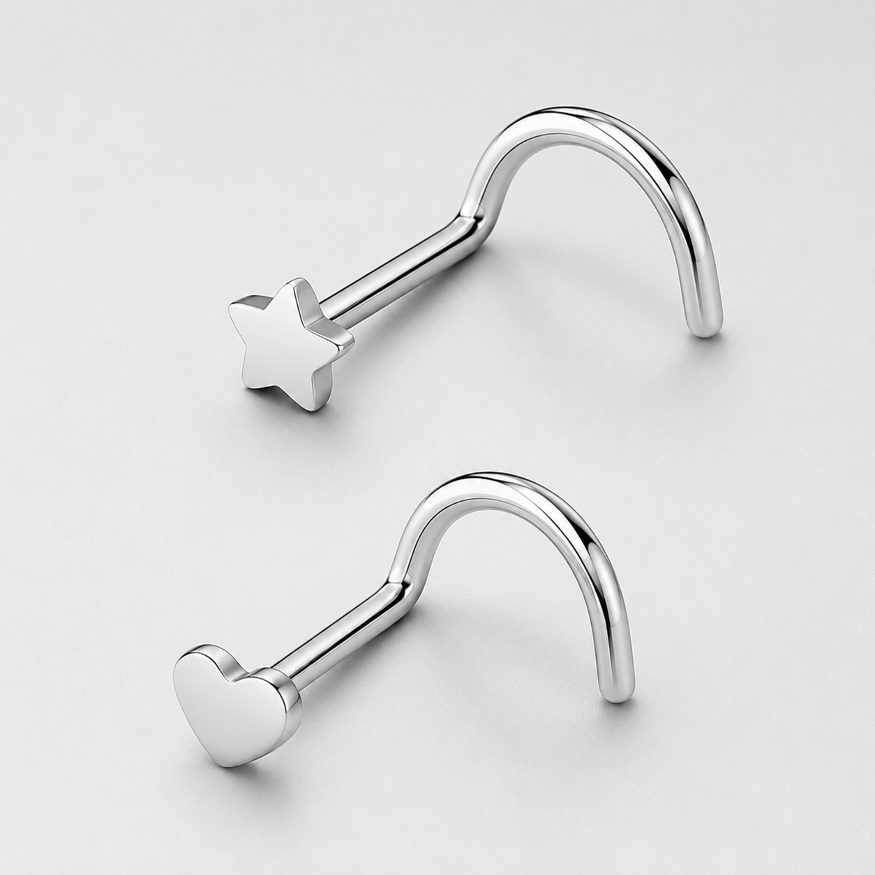 Star and Heart Nostril - Titanium