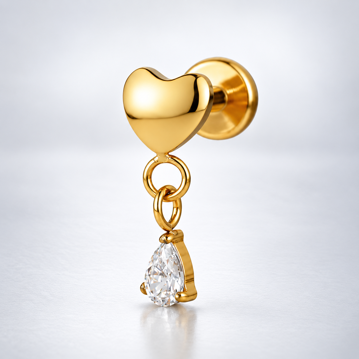 Heart Crystal Drop - Titanium