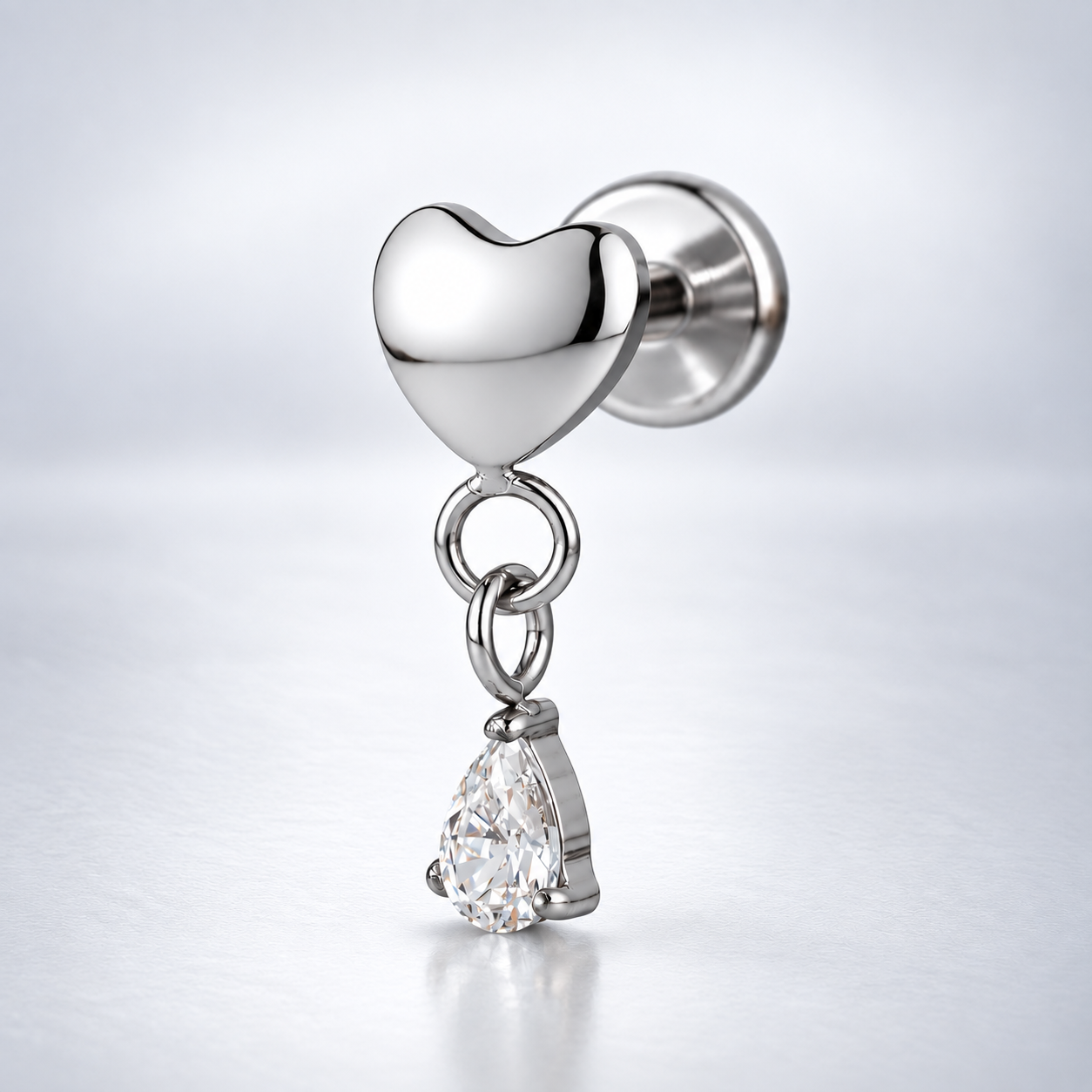 Heart Crystal Drop - Titanium
