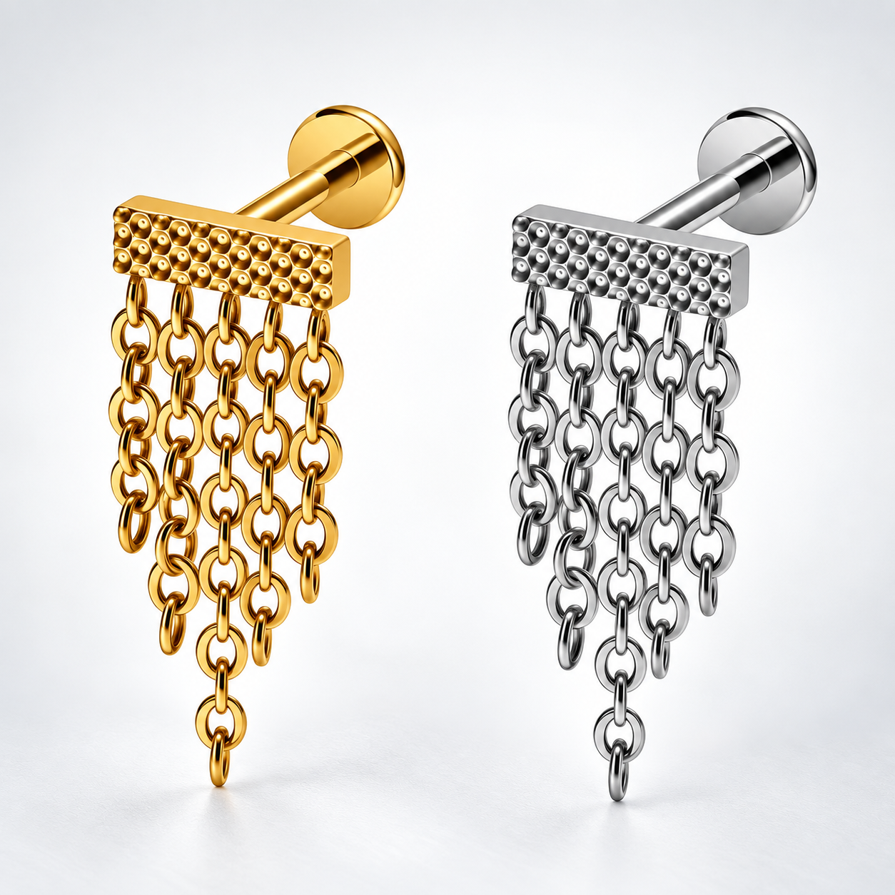 Chain Fringe Earrings - Titanium