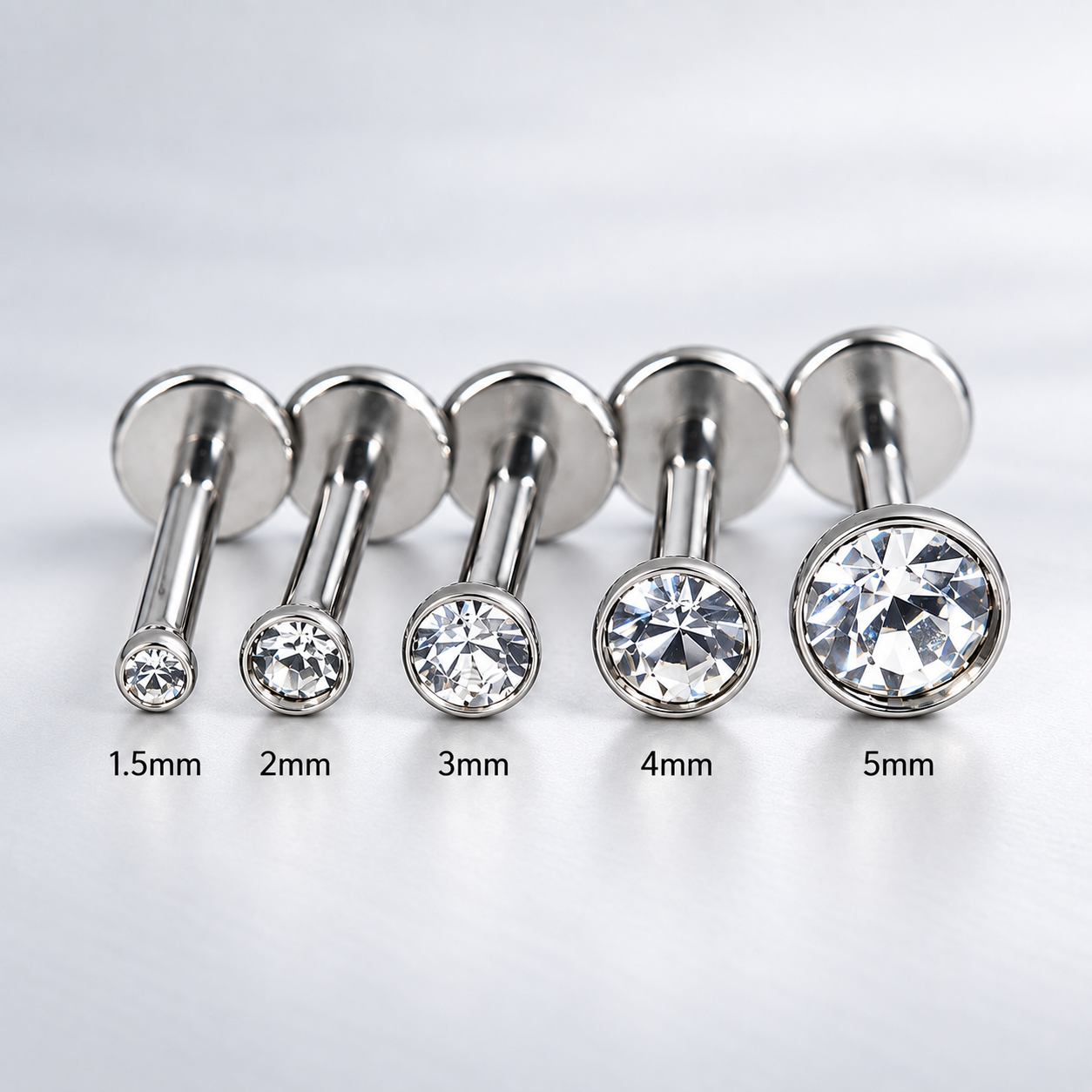 Round Bezel with 3/4/5mm Stone - Titanium