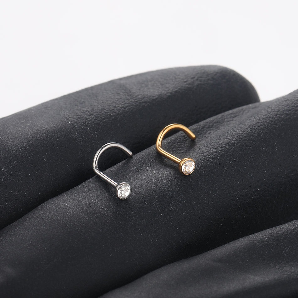 Crystal Gem Screw - Nostril Titanium