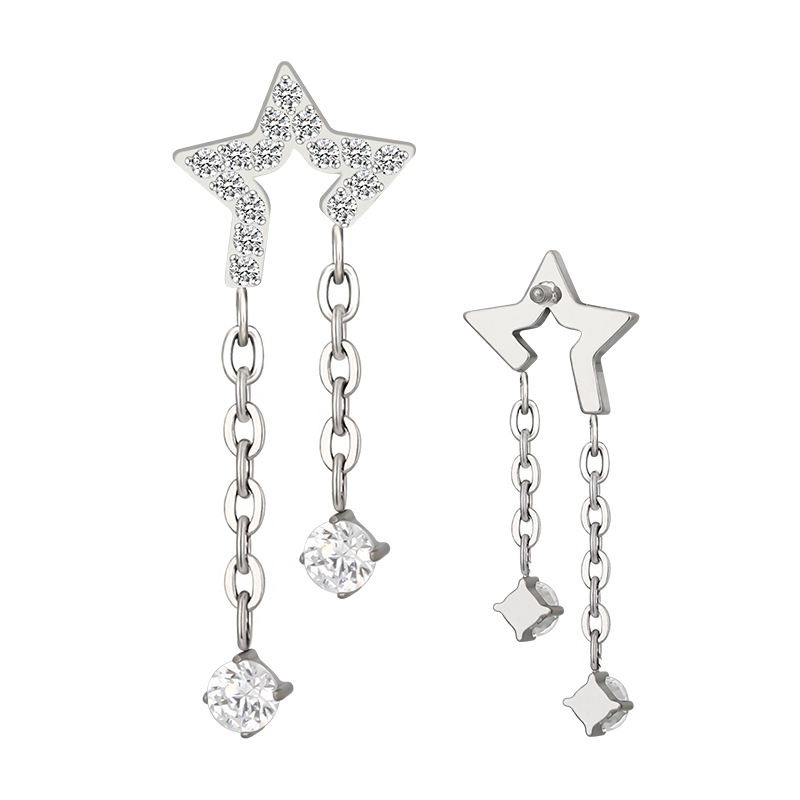 Star With 2 CZ Dangle Replacement (Just Top) - Titanium