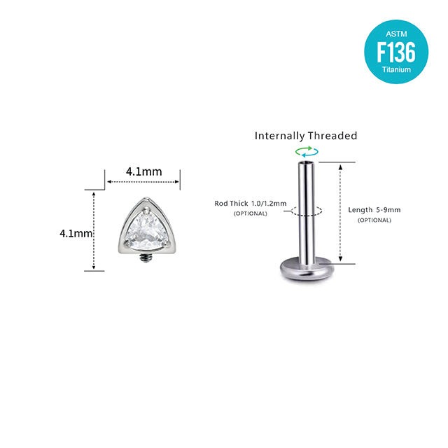 Cat Ear Helix Stud - Titanium