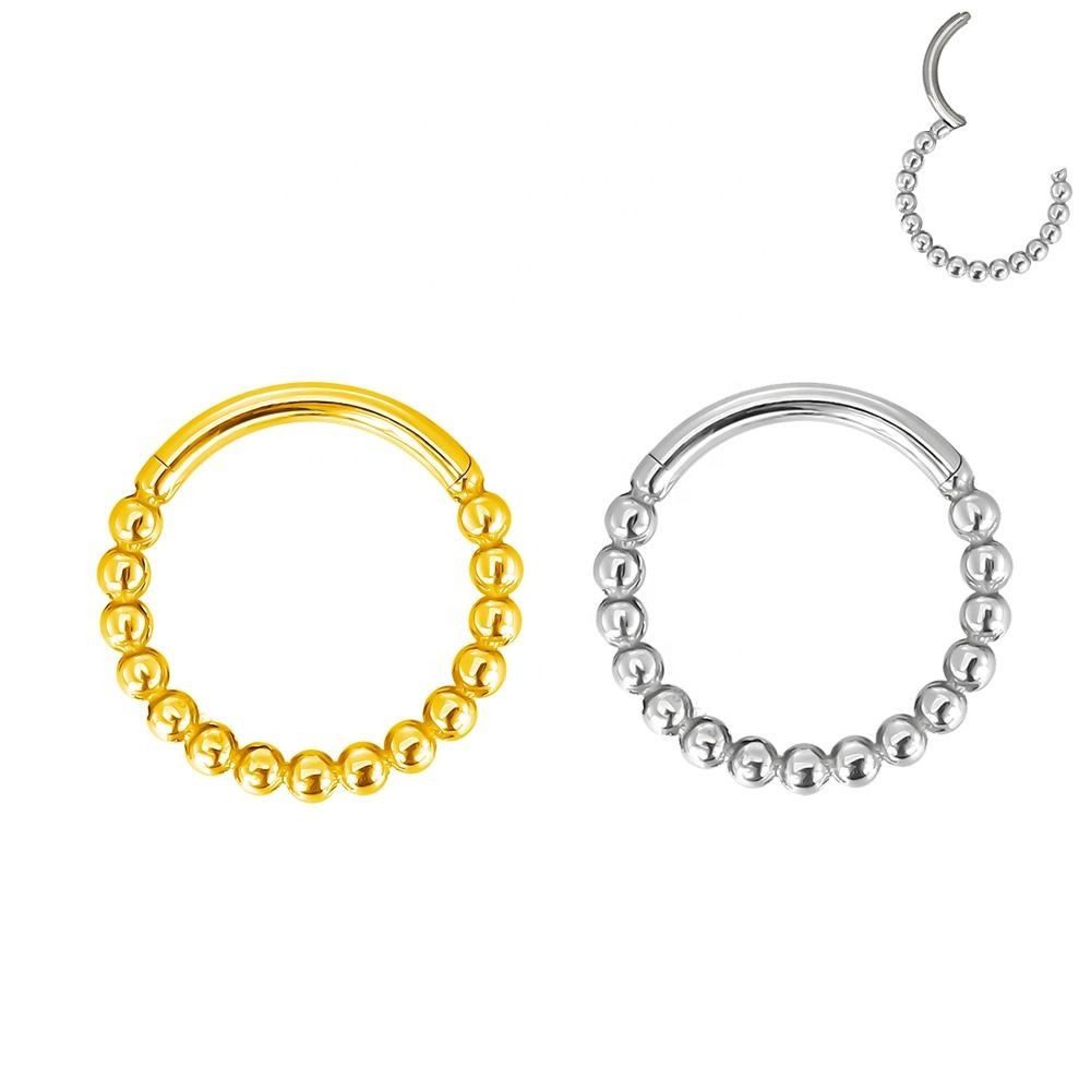 Beaded Hoop - Titanium