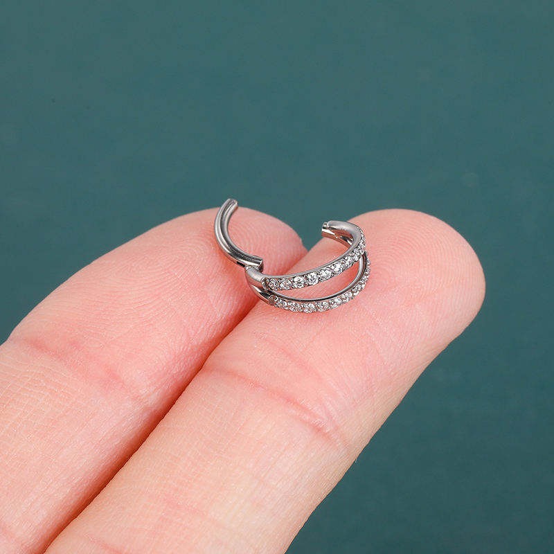 Double Pave Ring - Titanium