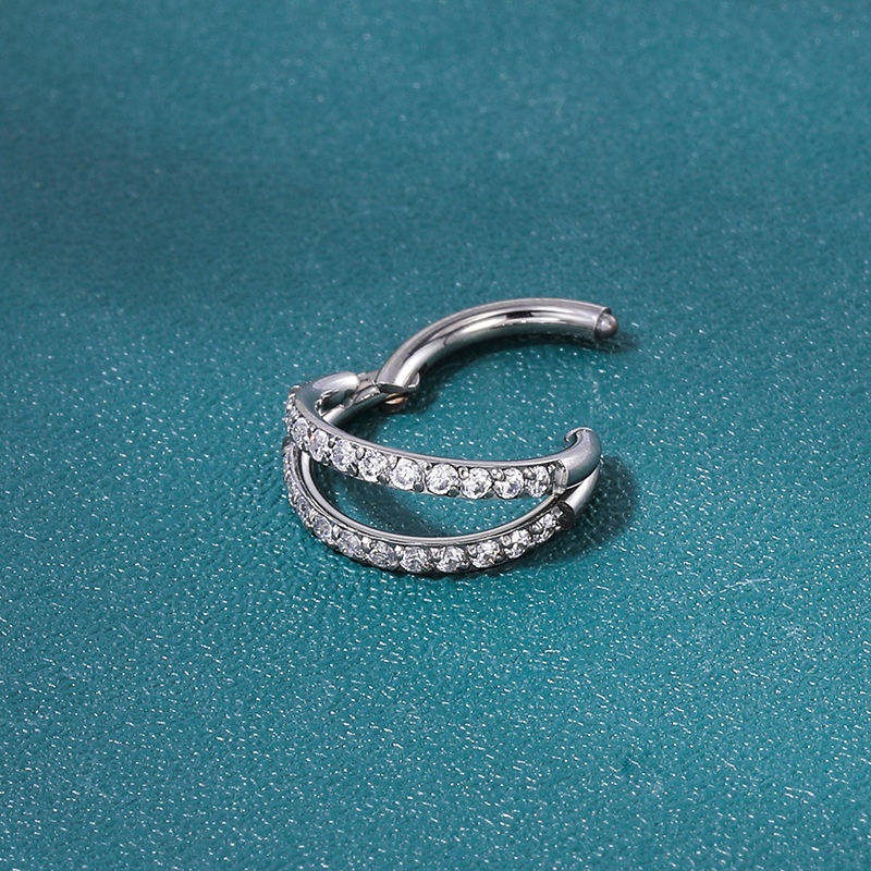 Double Pave Ring - Titanium