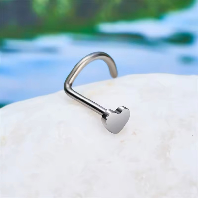 Star and Heart Nostril - Titanium