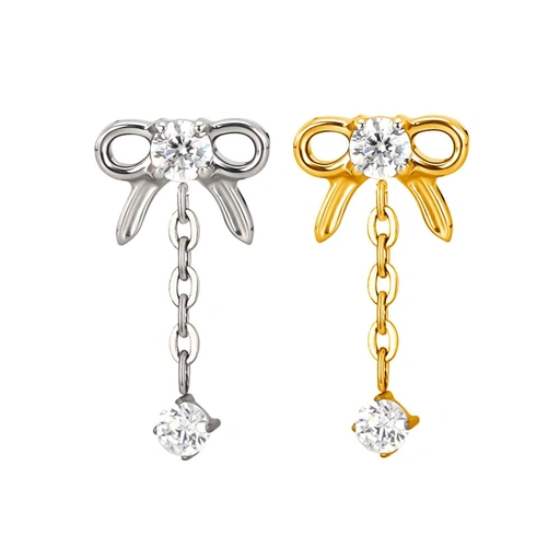 Bow Tie With CZ Dangle (just Top) - Replacement Titanium