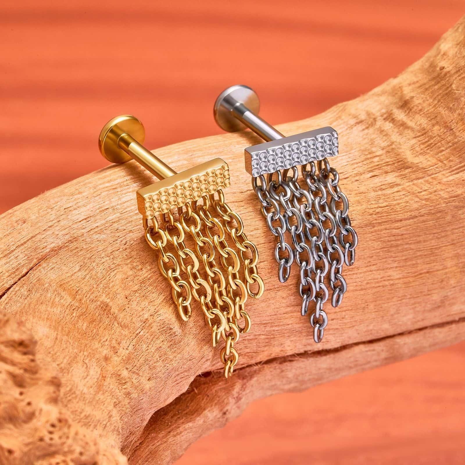 Chain Fringe Earrings - Titanium