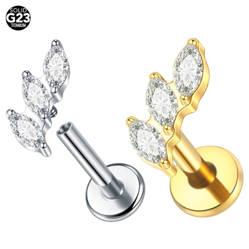 Image of Three Crystal Marquise - Titanium
