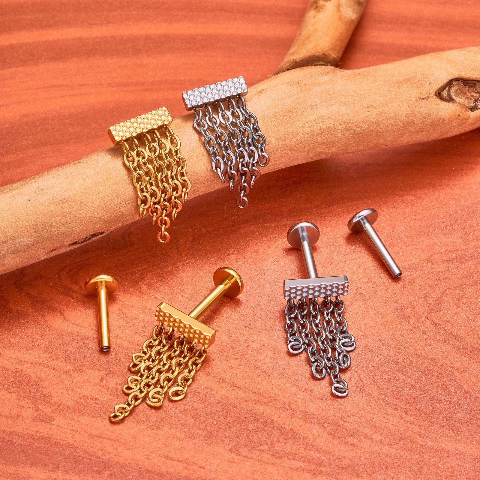 Chain Fringe Earrings - Titanium
