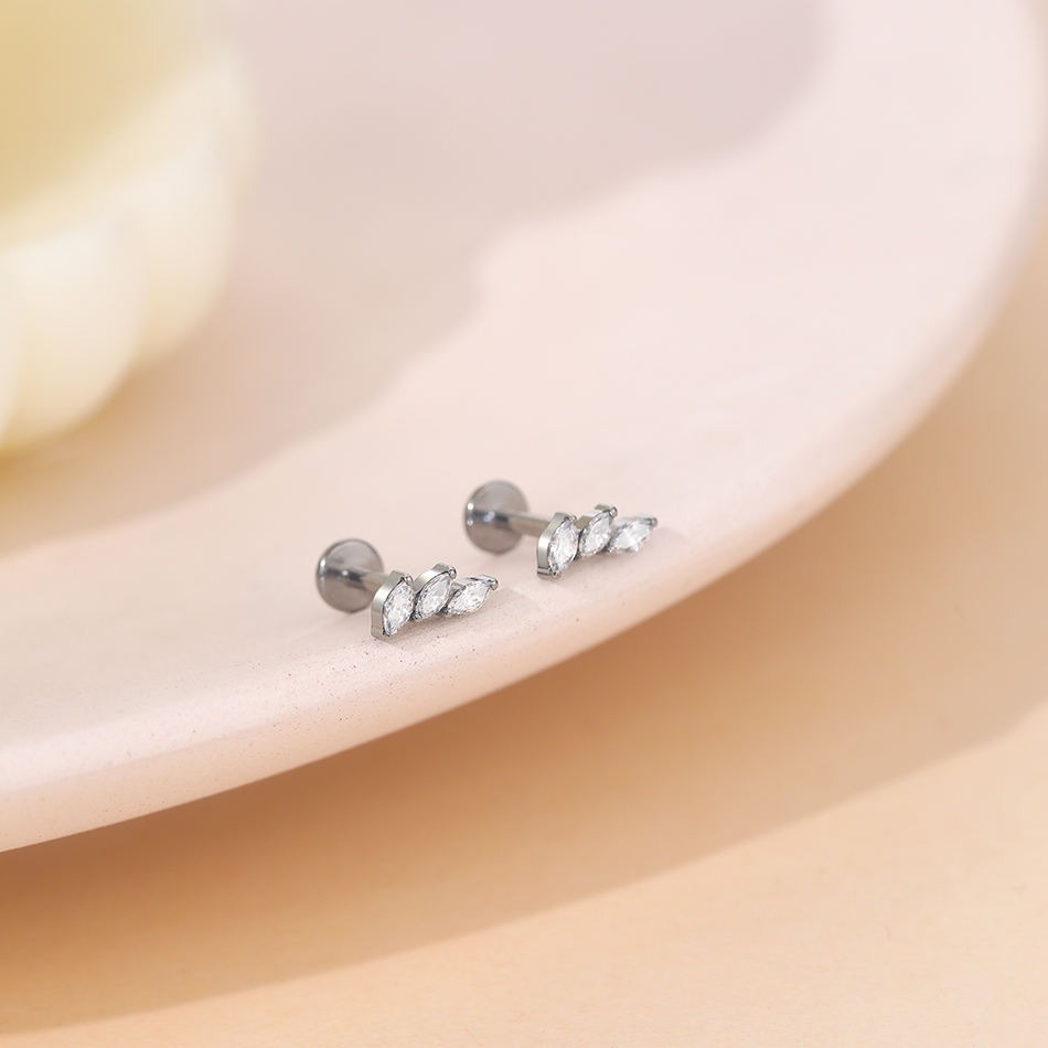 Three Crystal Marquise - Titanium