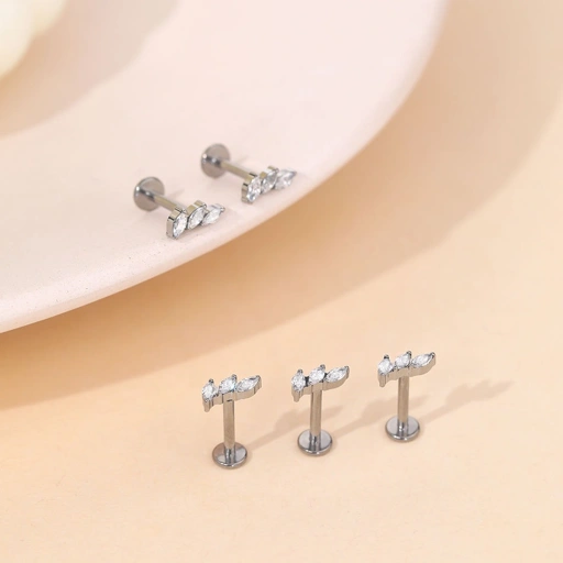 Image of Three Crystal Marquise - Titanium