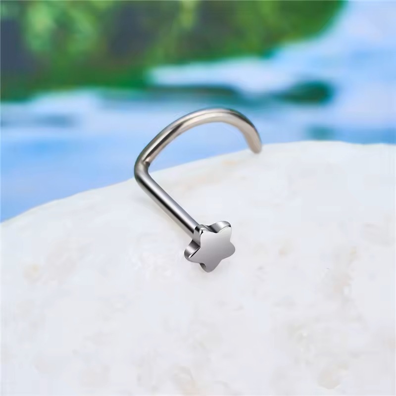 Star and Heart Nostril - Titanium