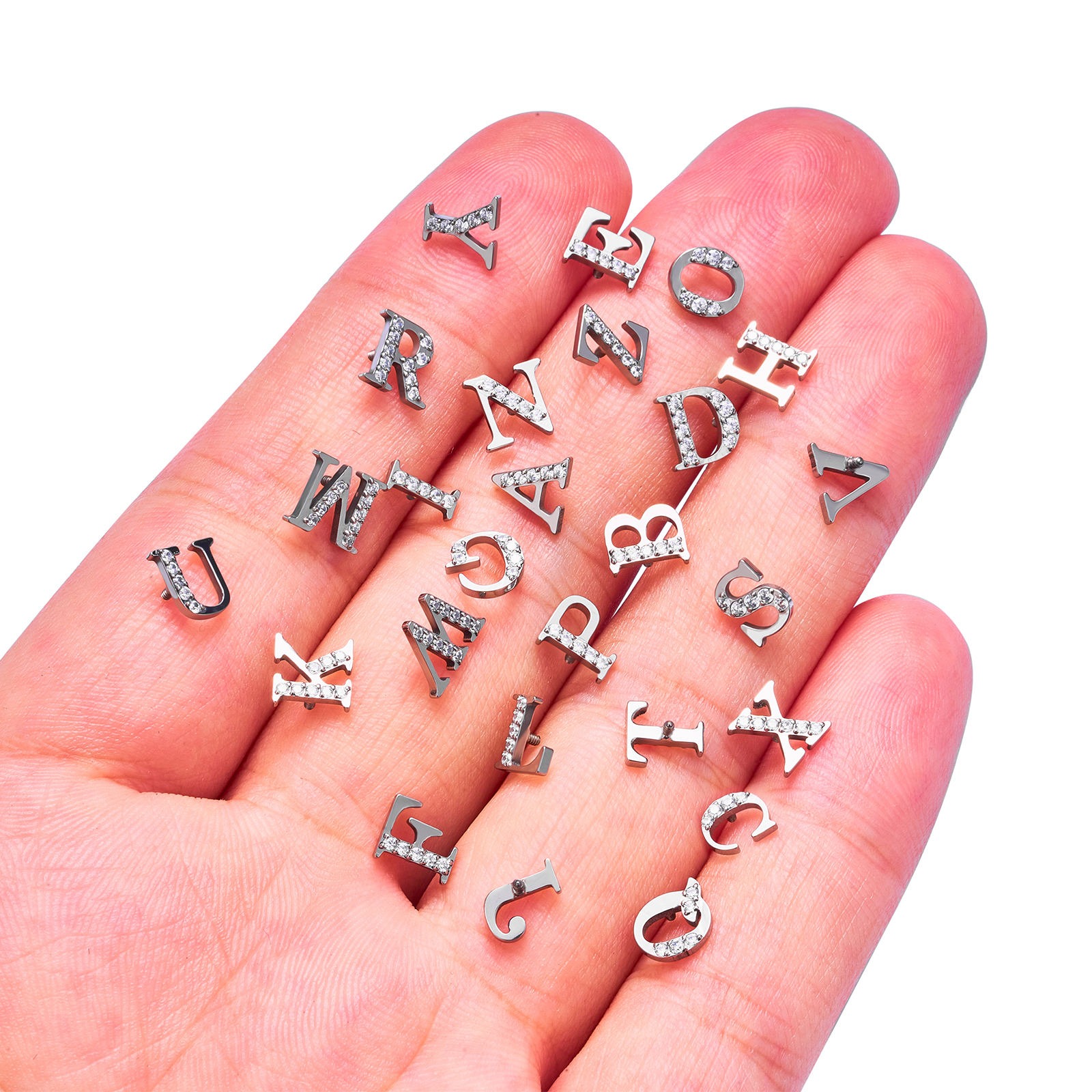 Crystal Alphabet Titanium - A B C D E F G H I