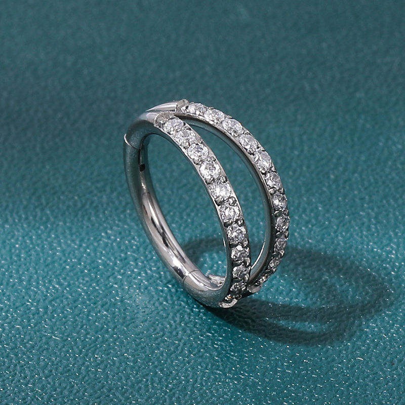 Double Pave Ring - Titanium