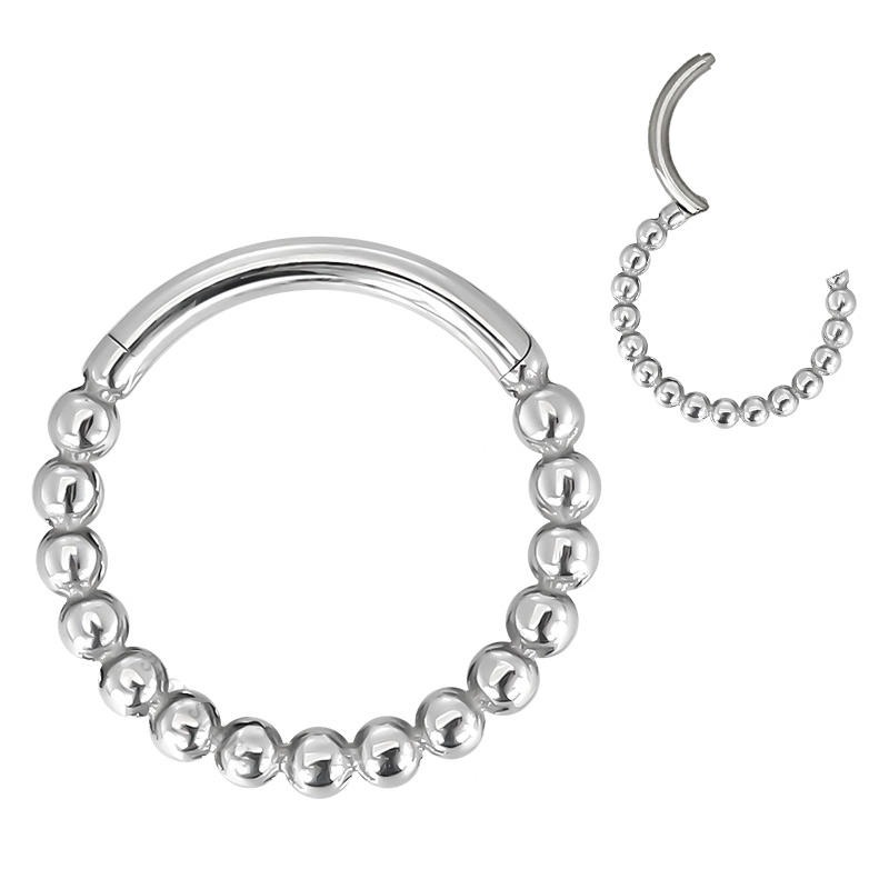 Beaded Hoop - Titanium