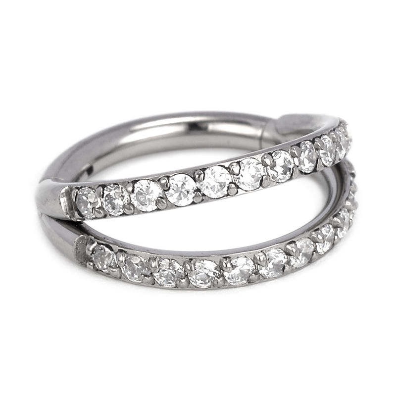 Double Pave Ring - Titanium