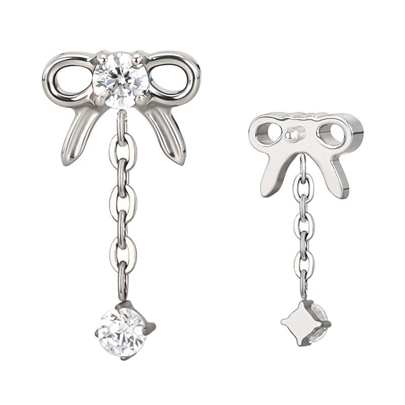 Bow Tie With CZ Dangle (just Top) - Replacement Titanium