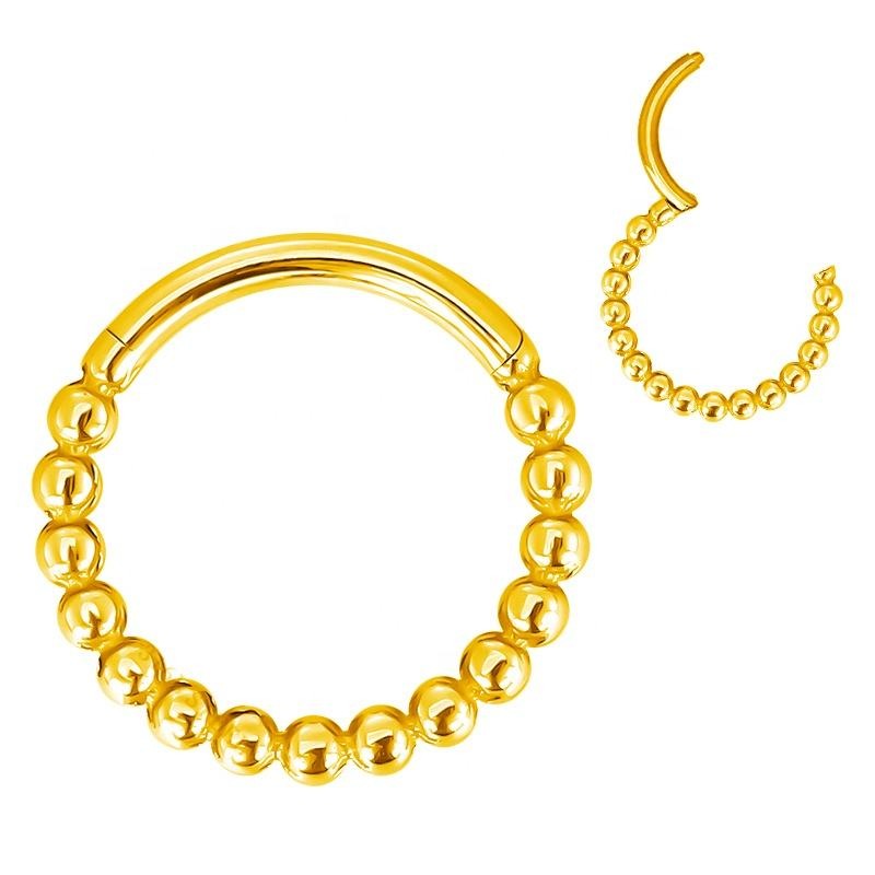 Beaded Hoop - Titanium