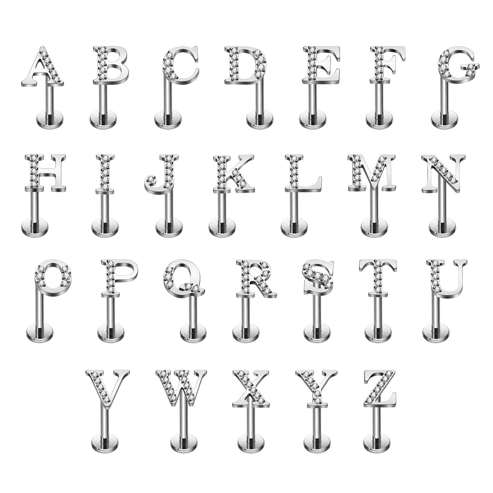 Crystal Alphabet Titanium - A B C D E F G H I