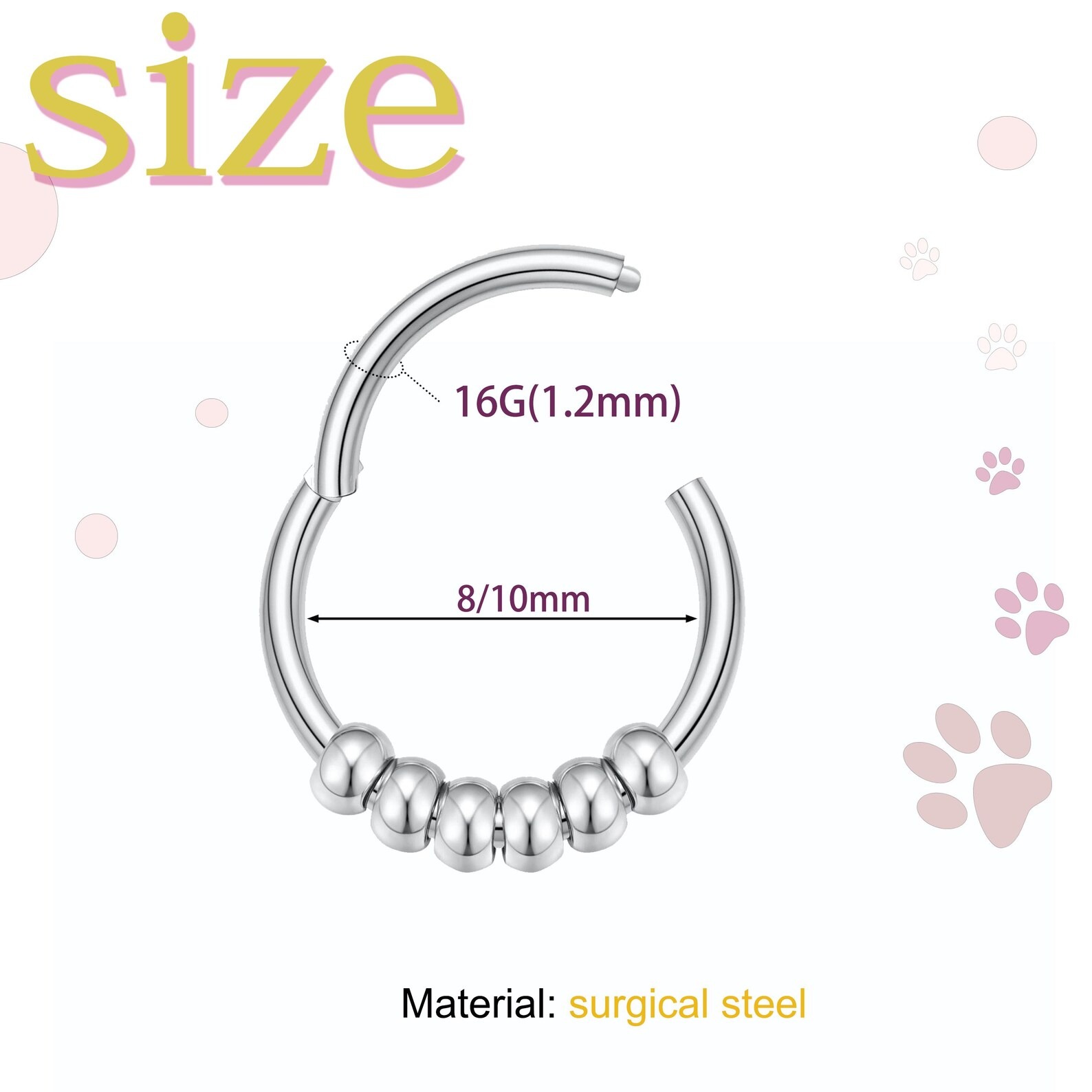 Beads String Piercing Hoop - Clicker