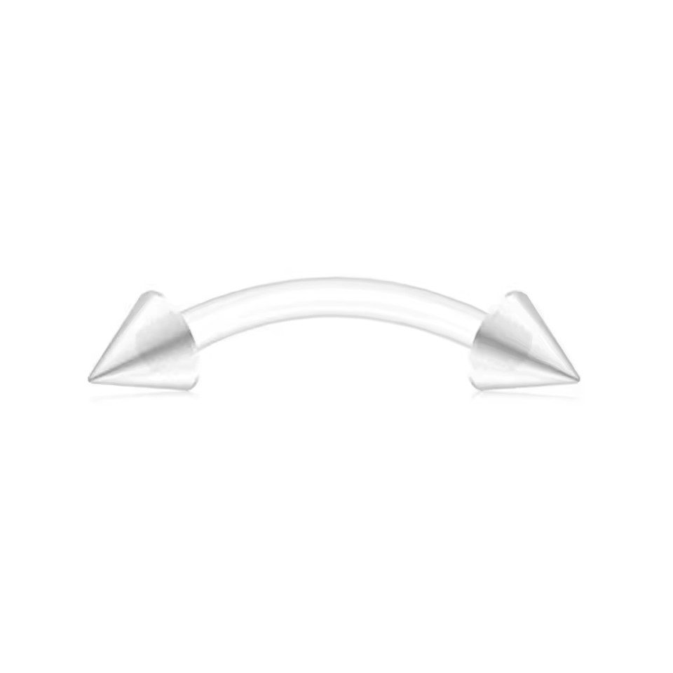 Clear Transparent Piercing Retainers - Curved Barbell Spike