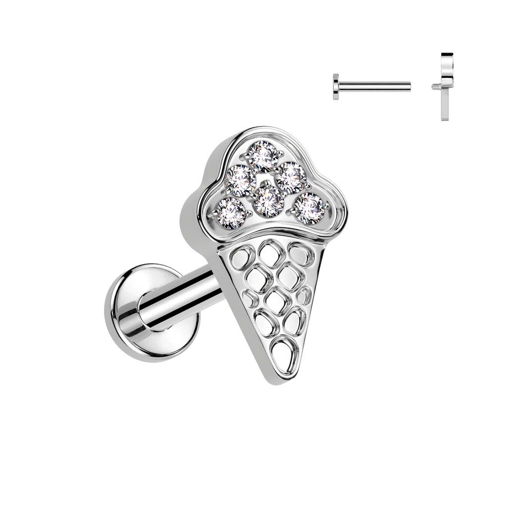 Ice Cream Cone - Titanium Flatback