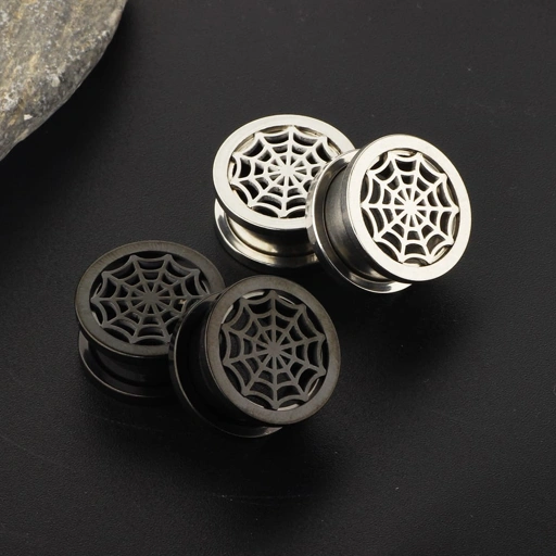 Image of Spider Web Steel Ear Plugs