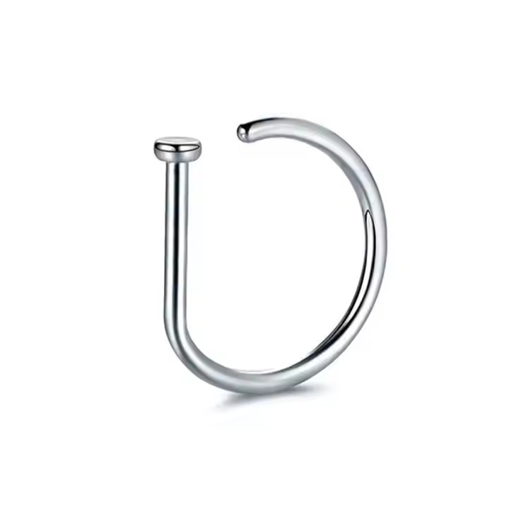 D-shape Nostril Hoop Ring - Titanium