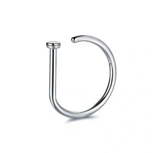 Image of D-shape Nostril Hoop Ring - Titanium