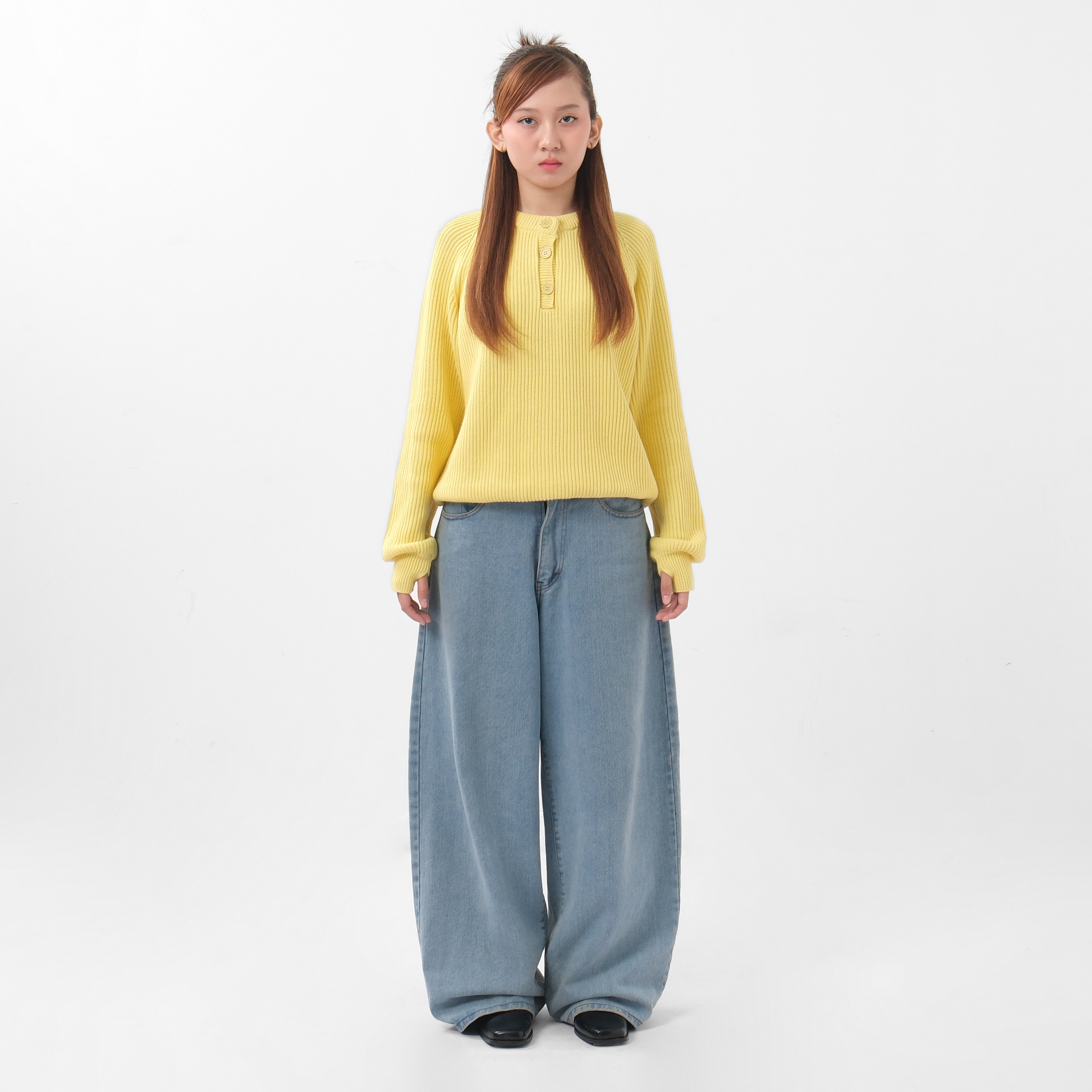 Henley Knit Butter Yellow