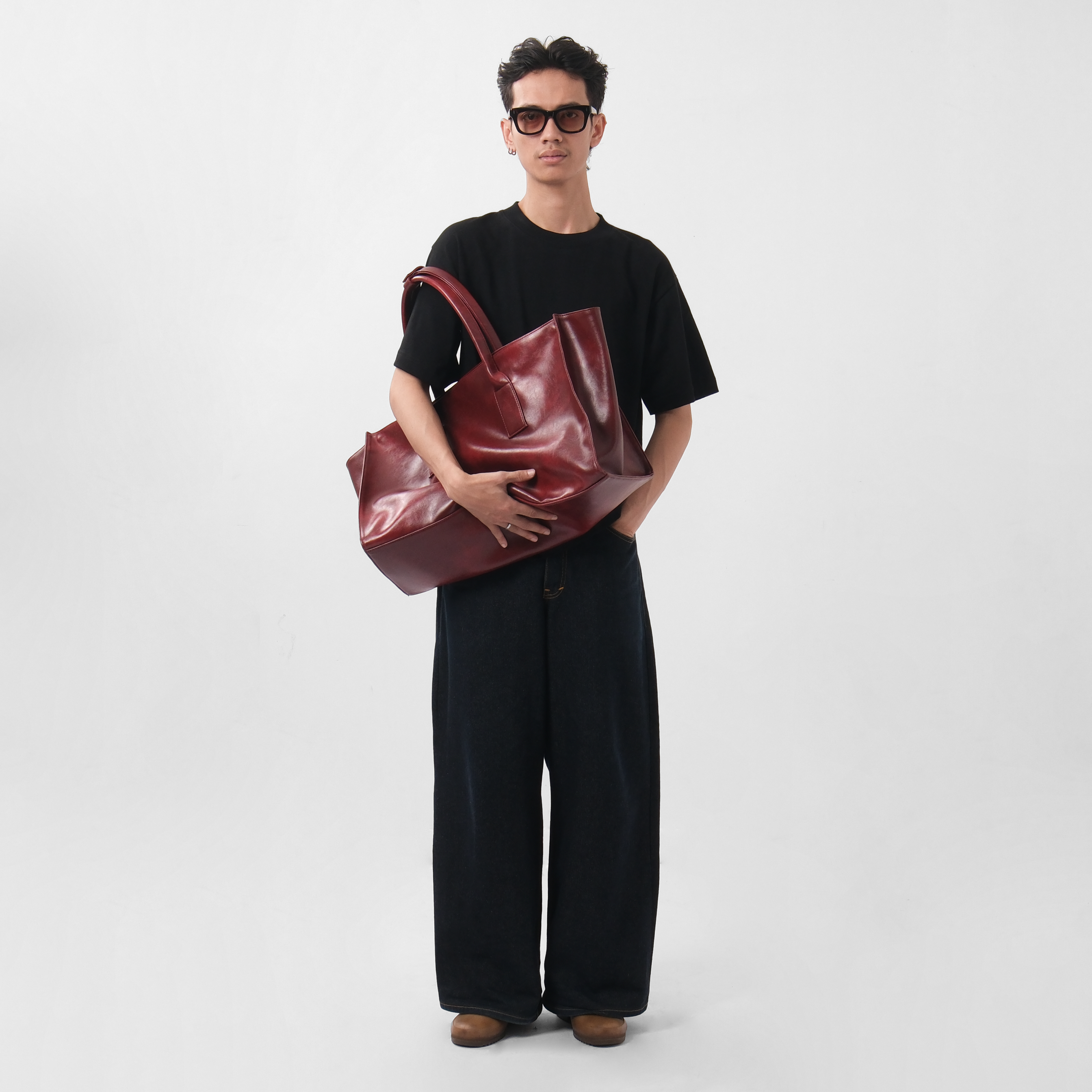 Arlo Leather Tote Bag Maroon