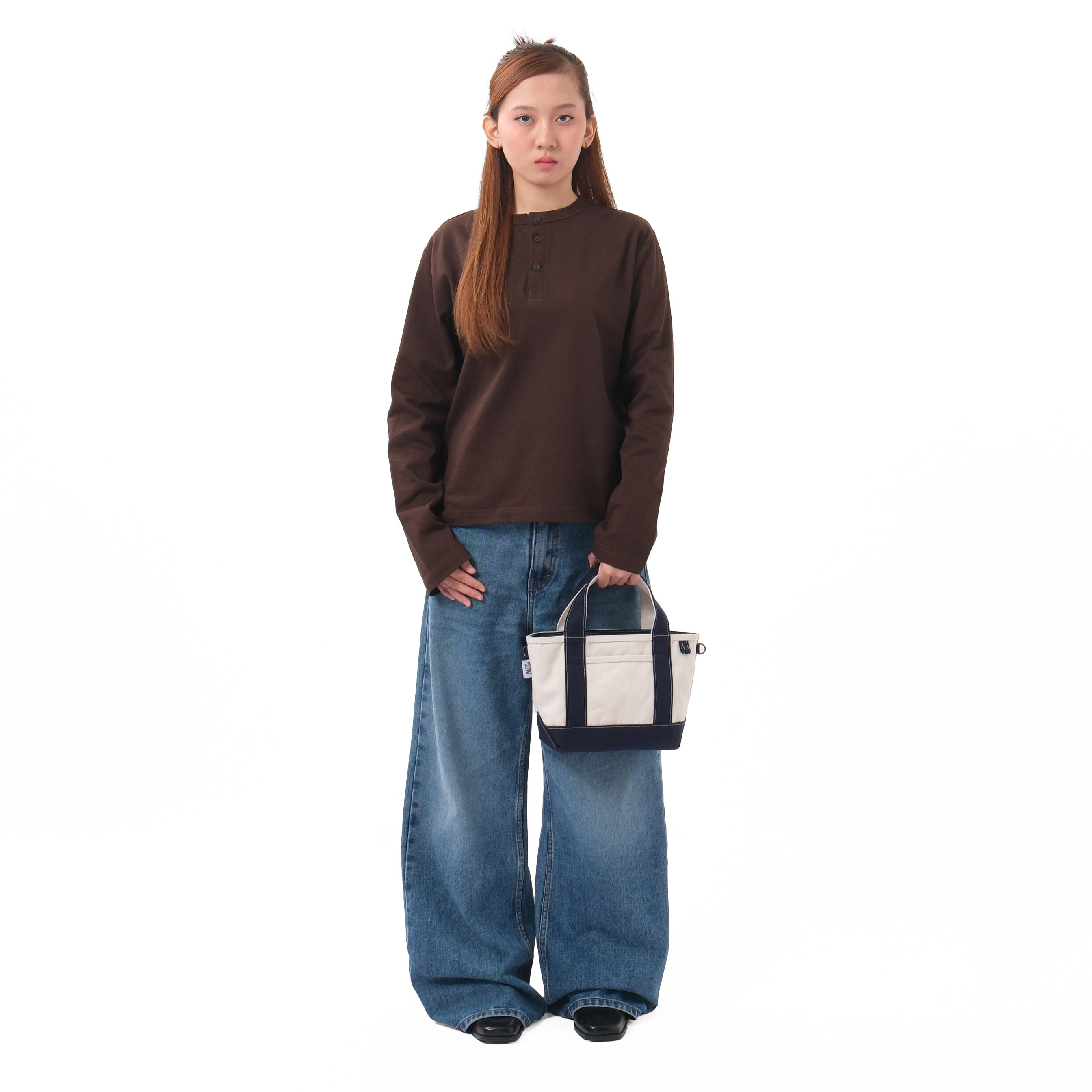 Heavy Canvas Bag Small Size Natural and Navy