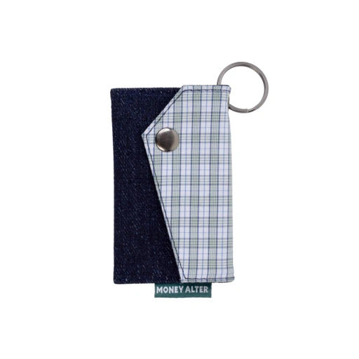 Image of Denim Plaid Card and Key Holder