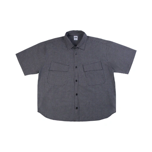 Image of Plaid Double Pocket Boxy Shirt Black