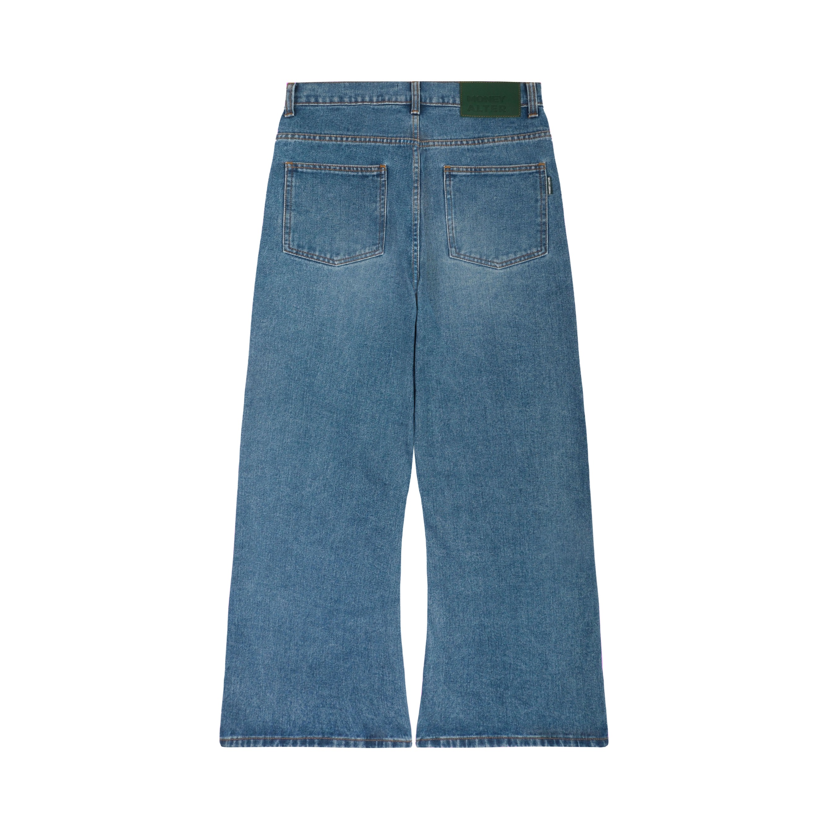 Wide Flare Denim Pants Aged Wash
