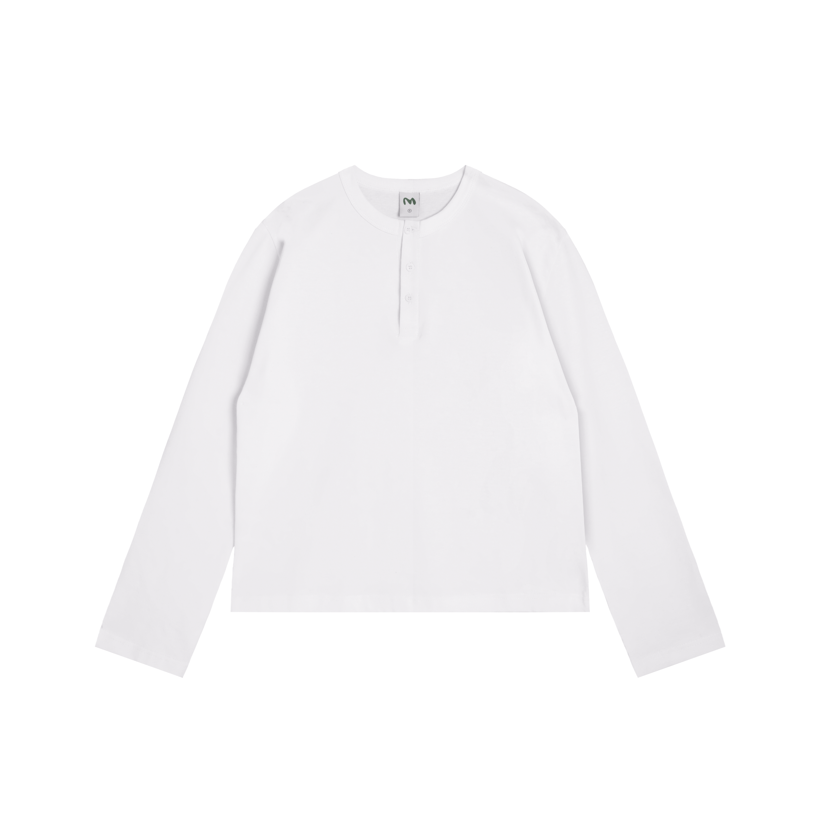Henley Fitted Long Sleeve Tee White