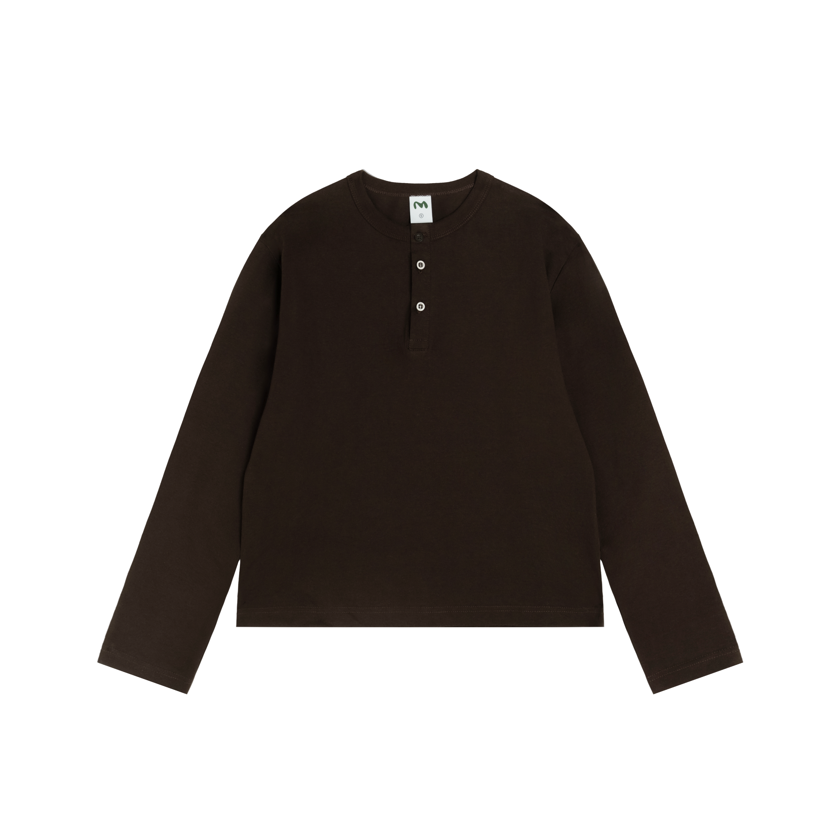 Henley Fitted Long Sleeve Tee Brown